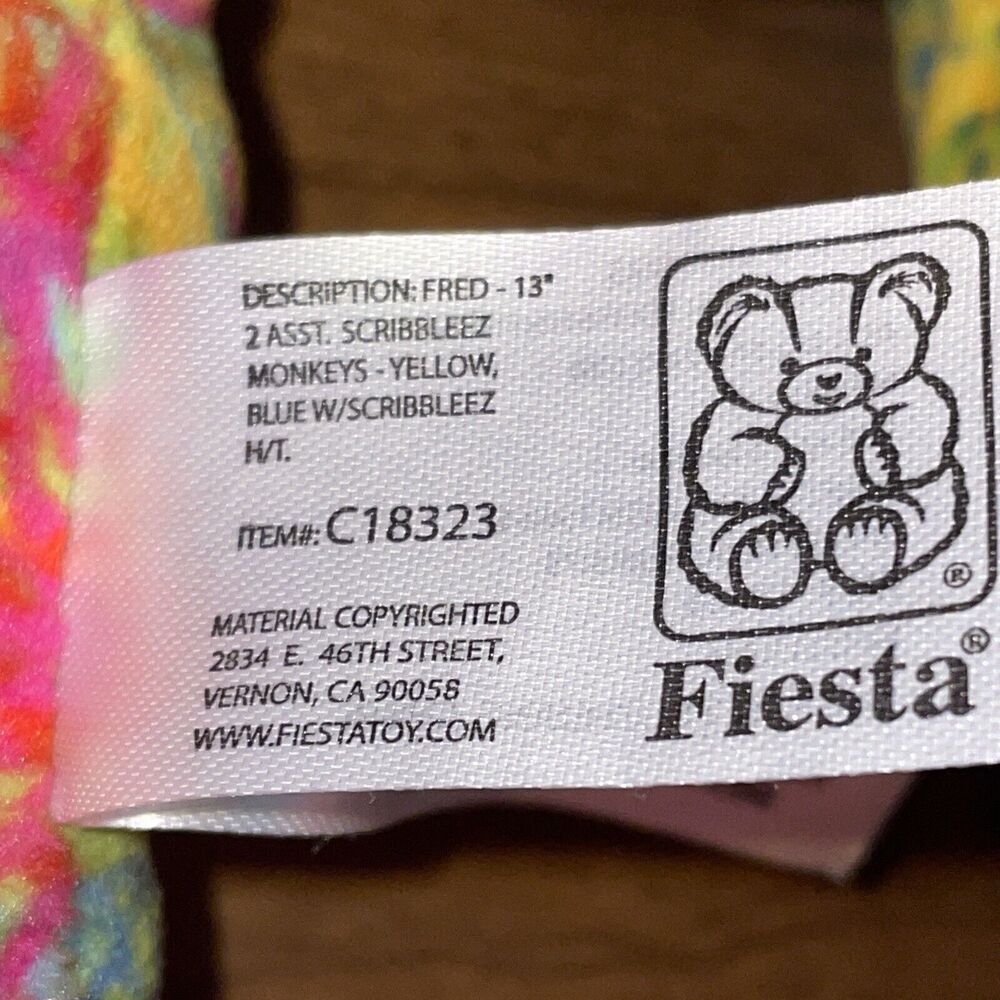 Fiesta Scribleez Fred Plush Monkey 15” Colorful Stuffed Animal C18323 - Picture 5 of 8